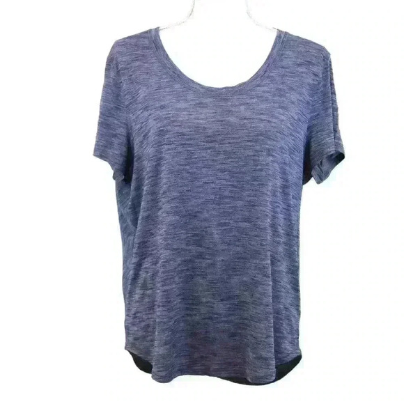 Lululemon Heather Blue Scoop Neck T-Shirt w/Pleated Shoulders Size Large - Picture 1 of 6